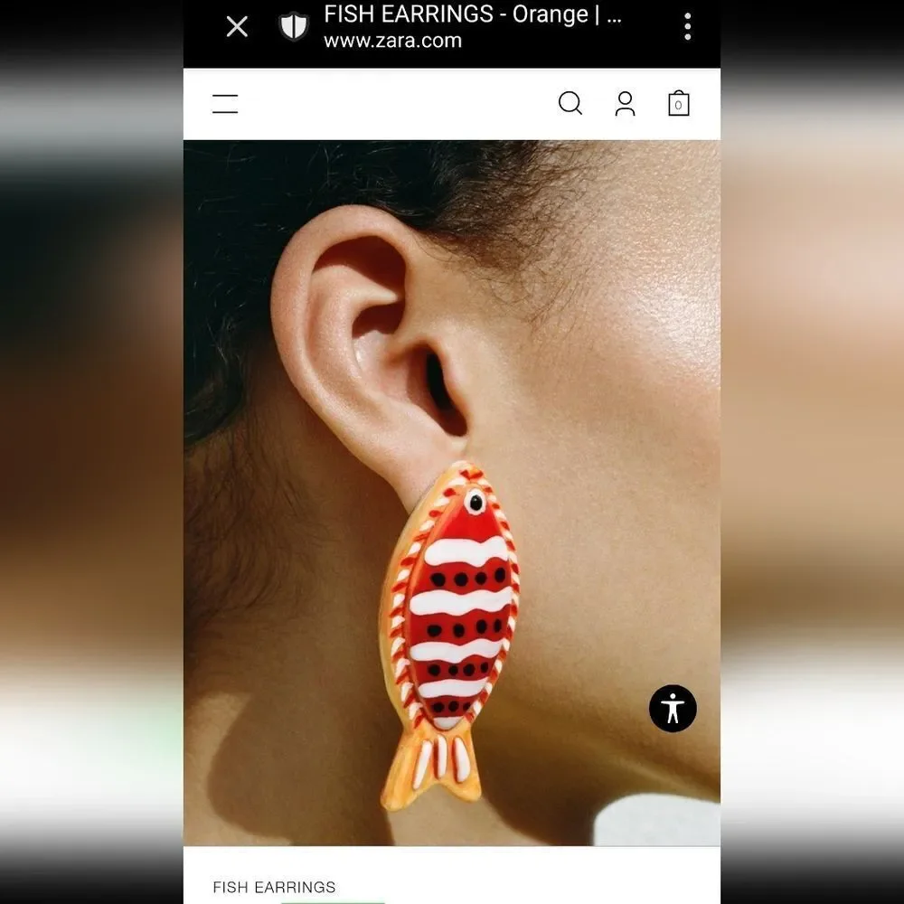 New! Zara Orange Striped Fish Coi Gold Fish Statement Earrings • NWOT
